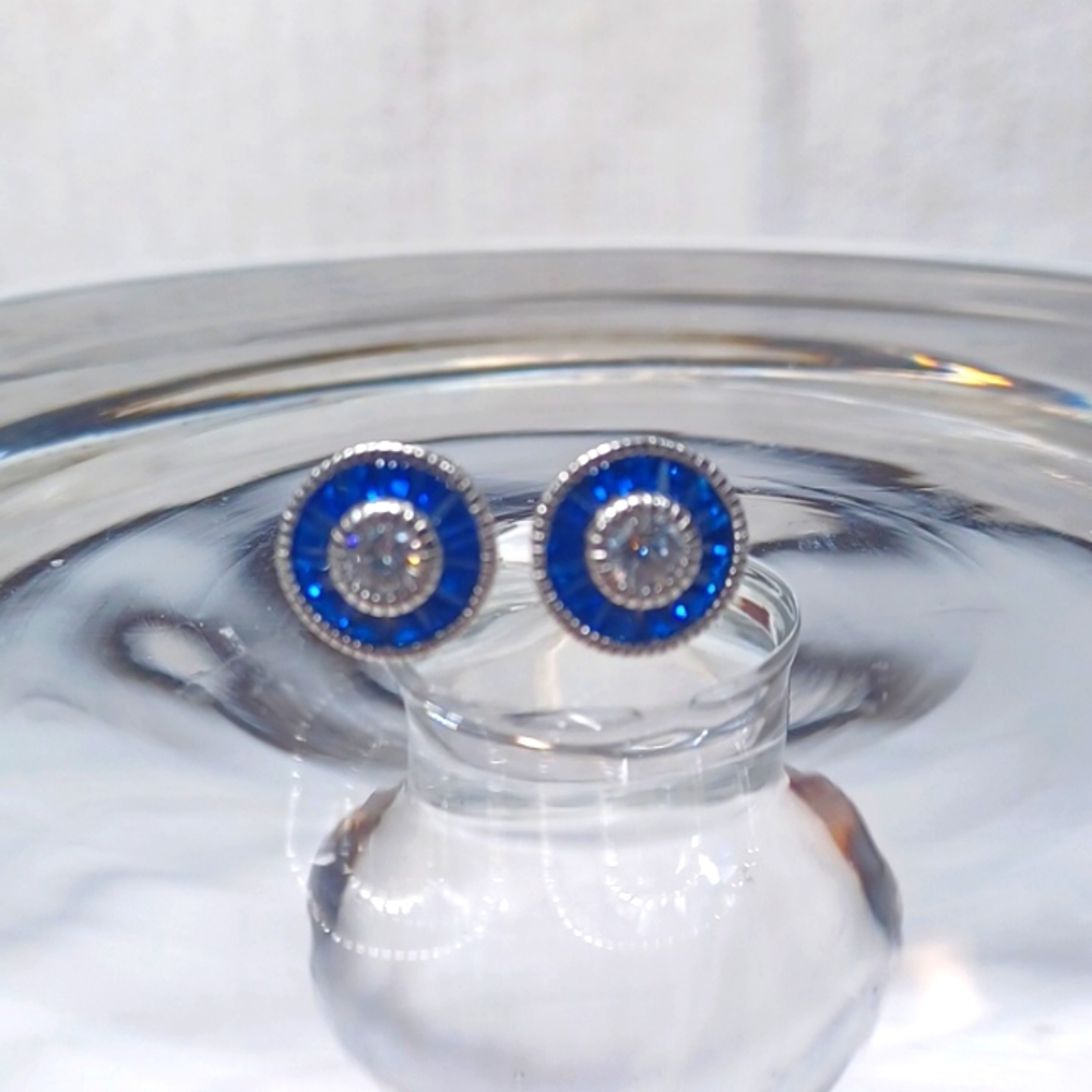 Ice Carats 925 Sterling Silver Blue Spinel Cubic Zirconia Studded Earrin…